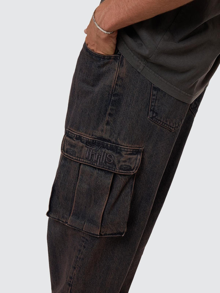 Big Slacker Denim Cargo Pant - Berry Black 26