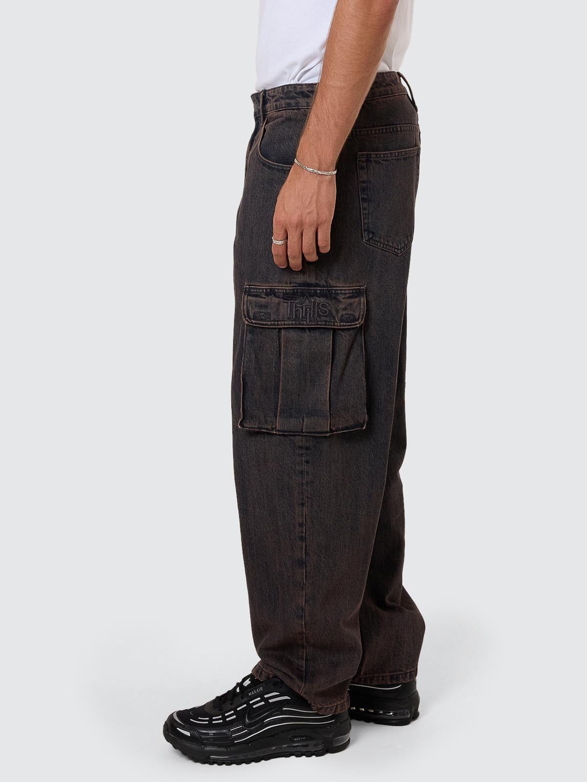 Big Slacker Denim Cargo Pant - Berry Black 26