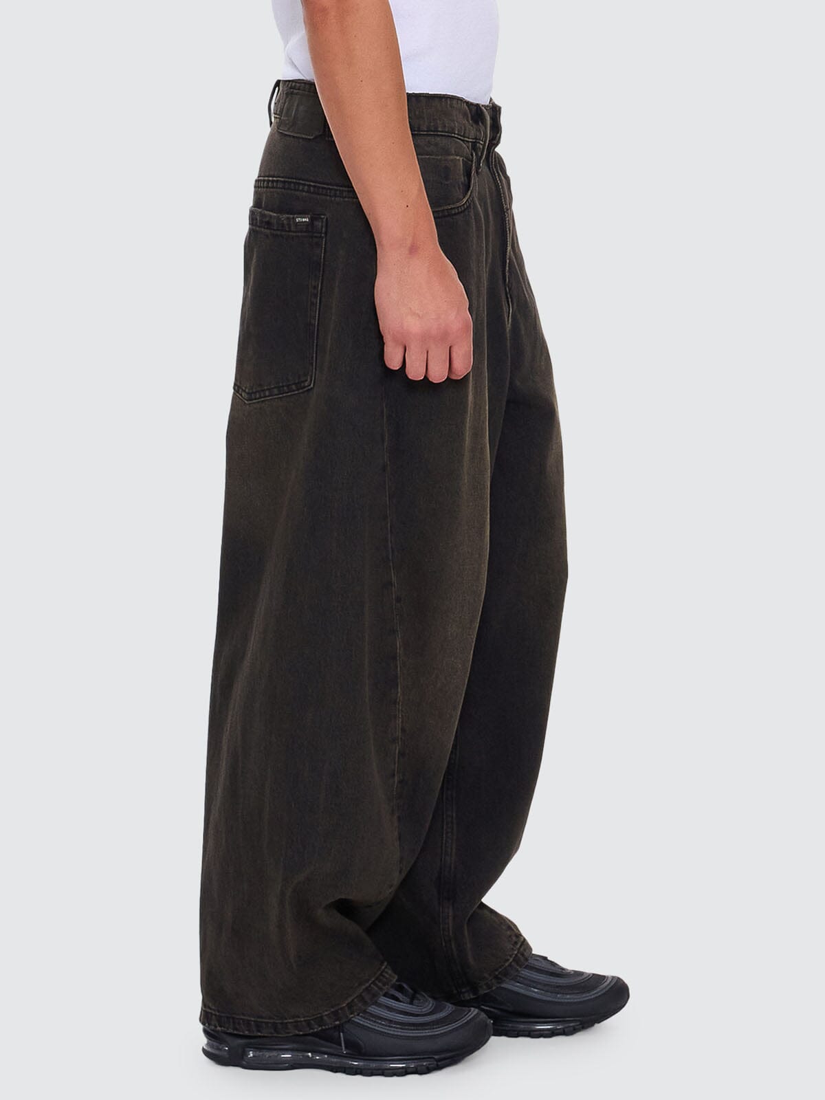 Barrel Leg Balloon Baggy Denim Jean - Dirty Olive Black 26