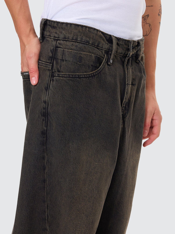 Barrel Leg Balloon Baggy Denim Jean - Dirty Olive Black 26