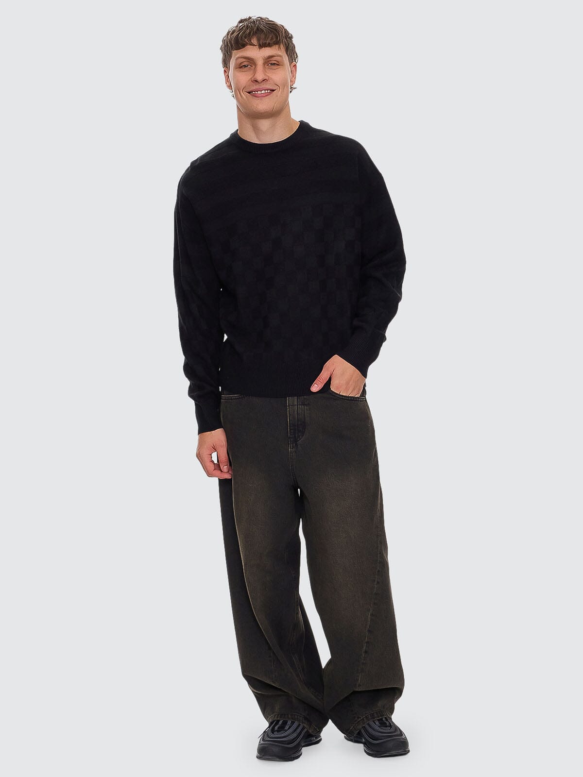 Barrel Leg Balloon Baggy Denim Jean - Dirty Olive Black 26