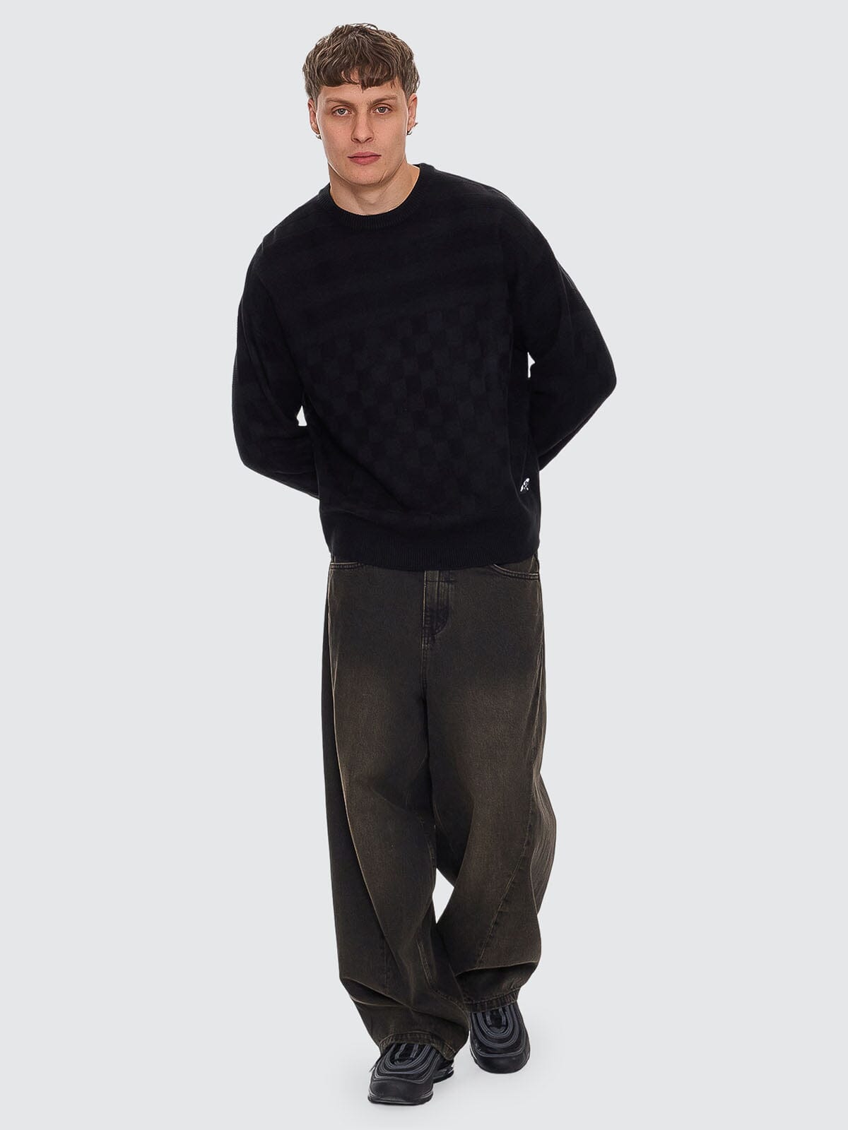 Barrel Leg Balloon Baggy Denim Jean - Dirty Olive Black 26