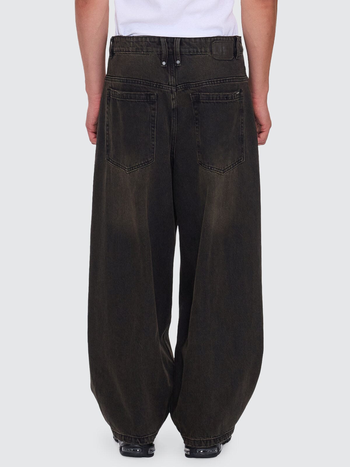 Barrel Leg Balloon Baggy Denim Jean - Dirty Olive Black 26