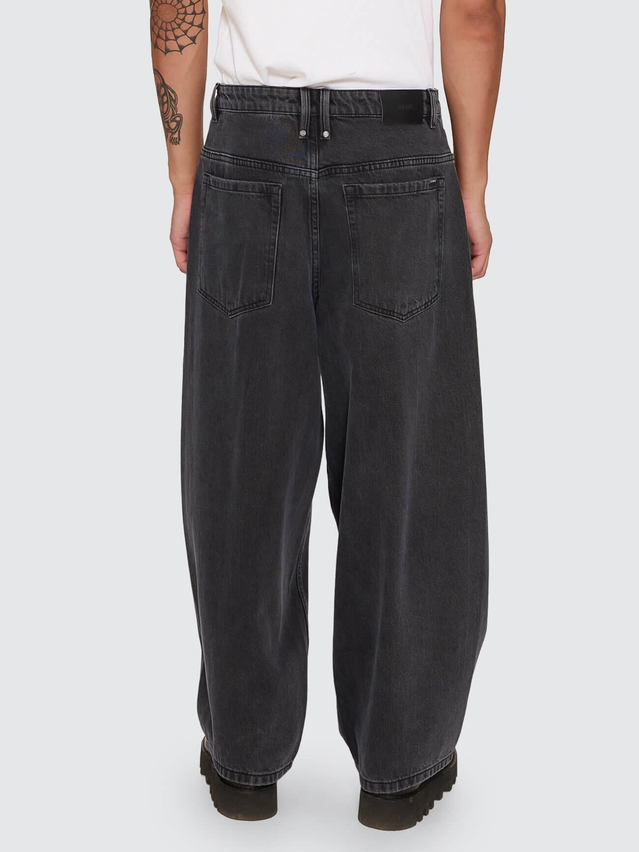 Barrel Leg Balloon Baggy Denim Jean - Dark Charcoal Black 26