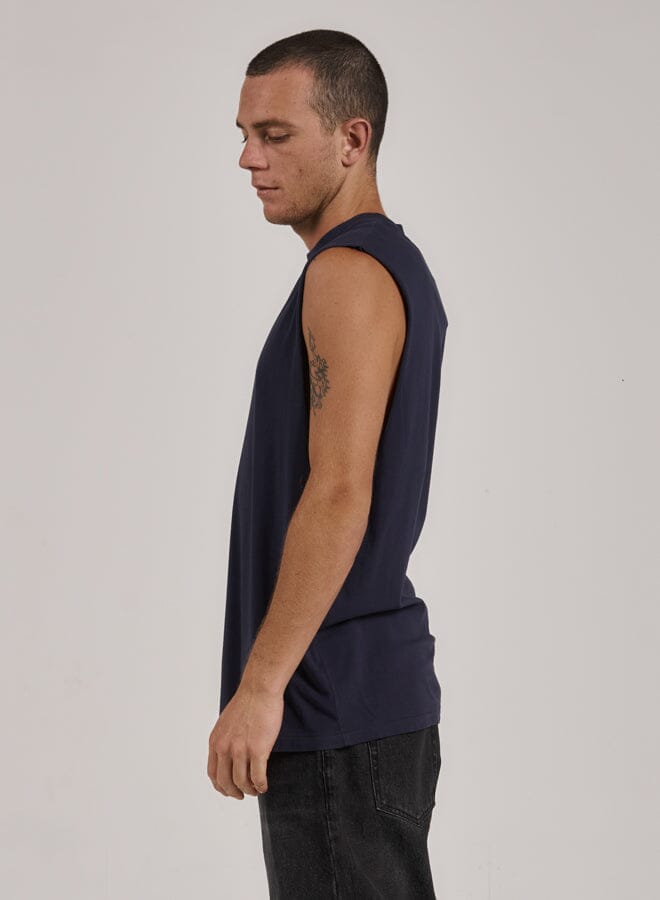 Minimal Thrills Merch Fit Muscle Tee - Station Navy