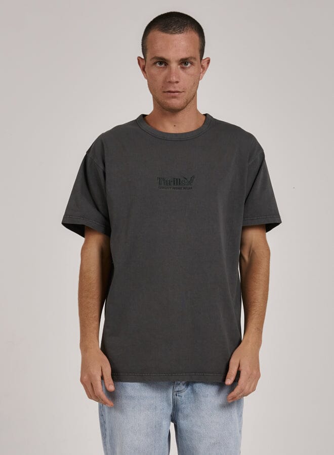 Thrills Workwear Embro Box Fit Tee - Merch Black