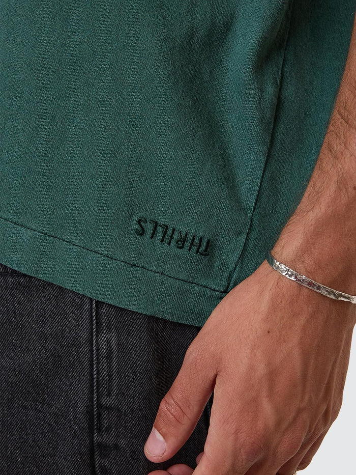 Hemp Thrills Embro Contrast Stitch Box Fit Oversize Cropped Tee - Sea Pine XS