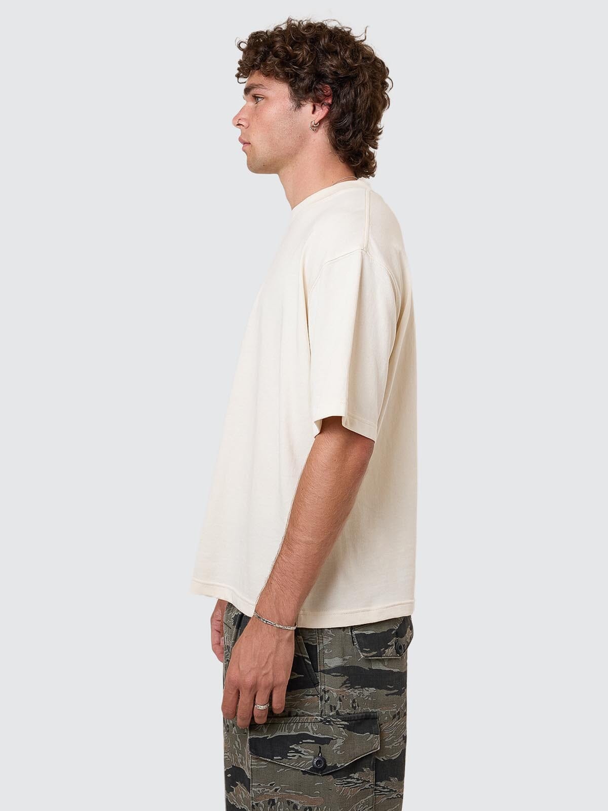 Cheap Thrills Embro Box Fit Oversize Cropped Tee - Unbleached
