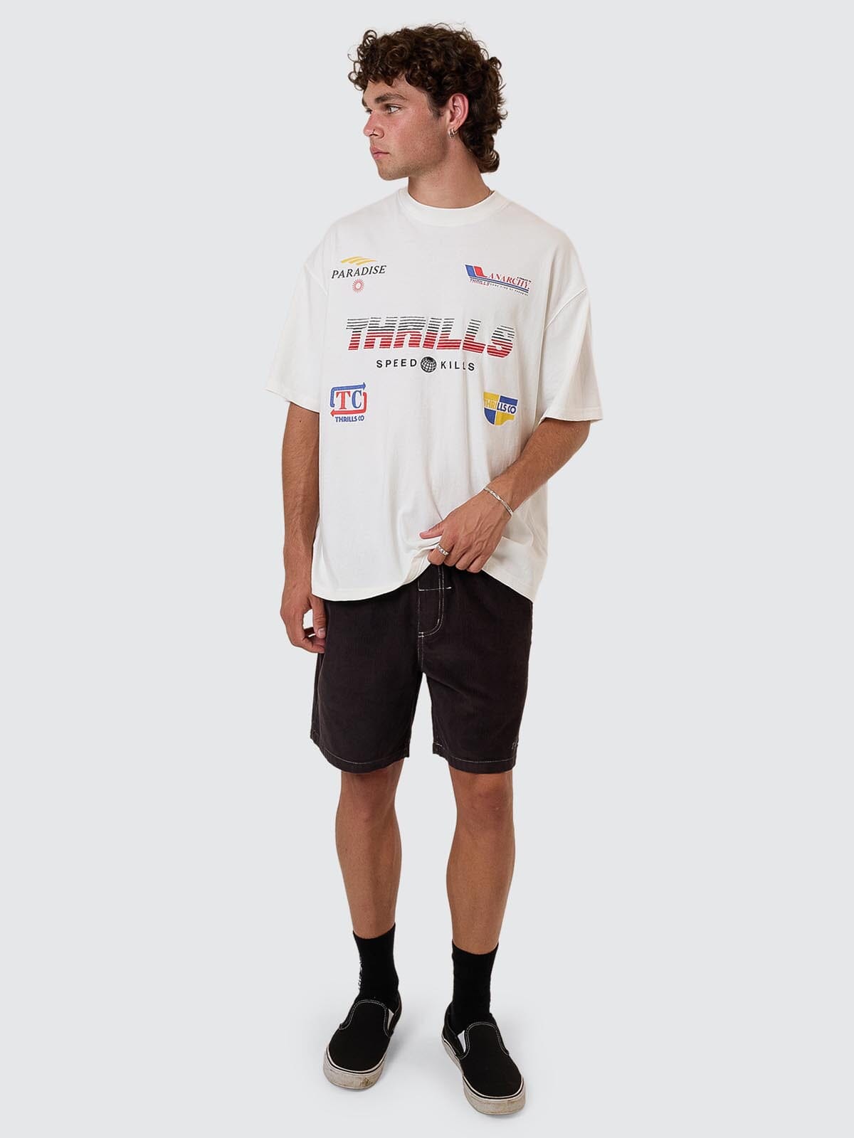 Anarchy In Paradise Box Fit Oversize Tee - Dirty White XS