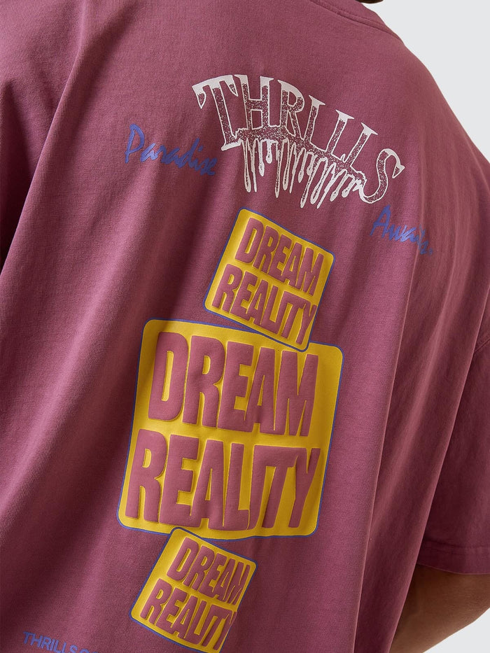 Reality Dreams Box Fit Oversize Tee - Delta Berry XS