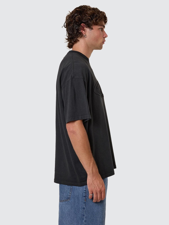 Shadowless Embro Oversize Box Fit Tee - Pirate Black XS