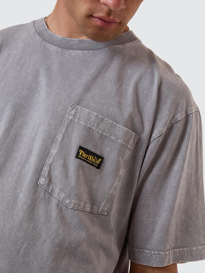 Thrills Union Oversize Pocket Tee - Marble Grey XS