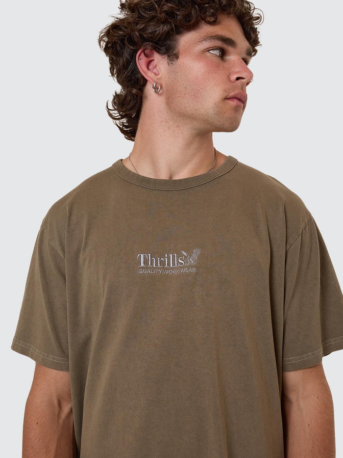 Thrills Workwear Embro Merch Fit Tee - Desert