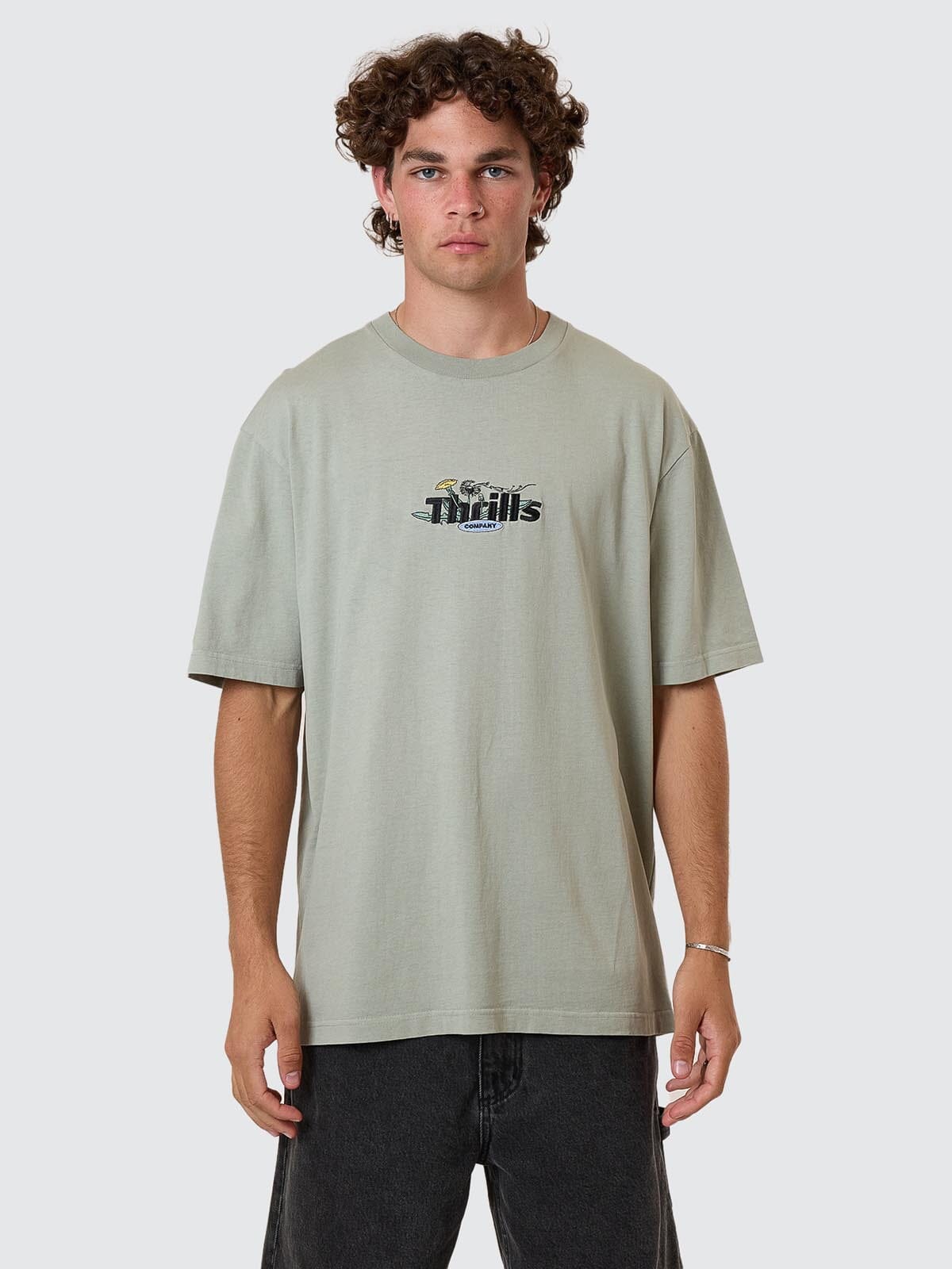 Make A Wish Oversize Fit Tee - Dirty Sage XS