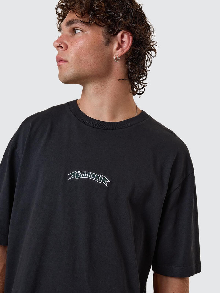 Pennant Embro Oversize Fit Tee - Twilight Black XS