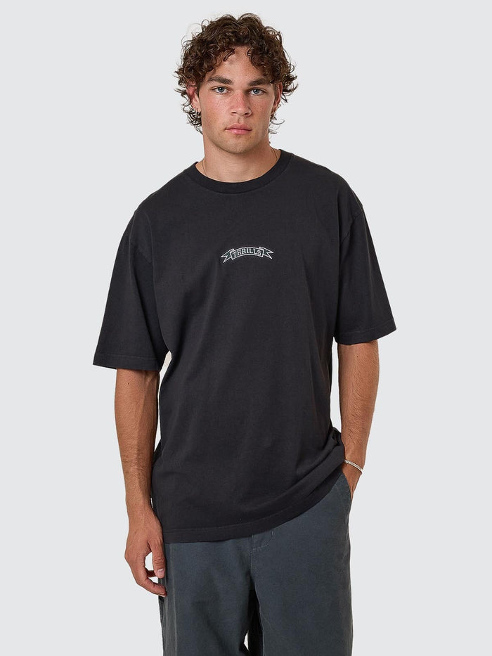 Pennant Embro Oversize Fit Tee - Twilight Black XS