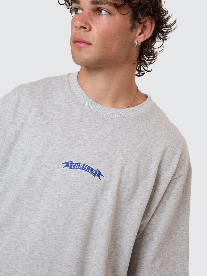 Pennant Embro Oversize Fit Tee - Snow Marle XS