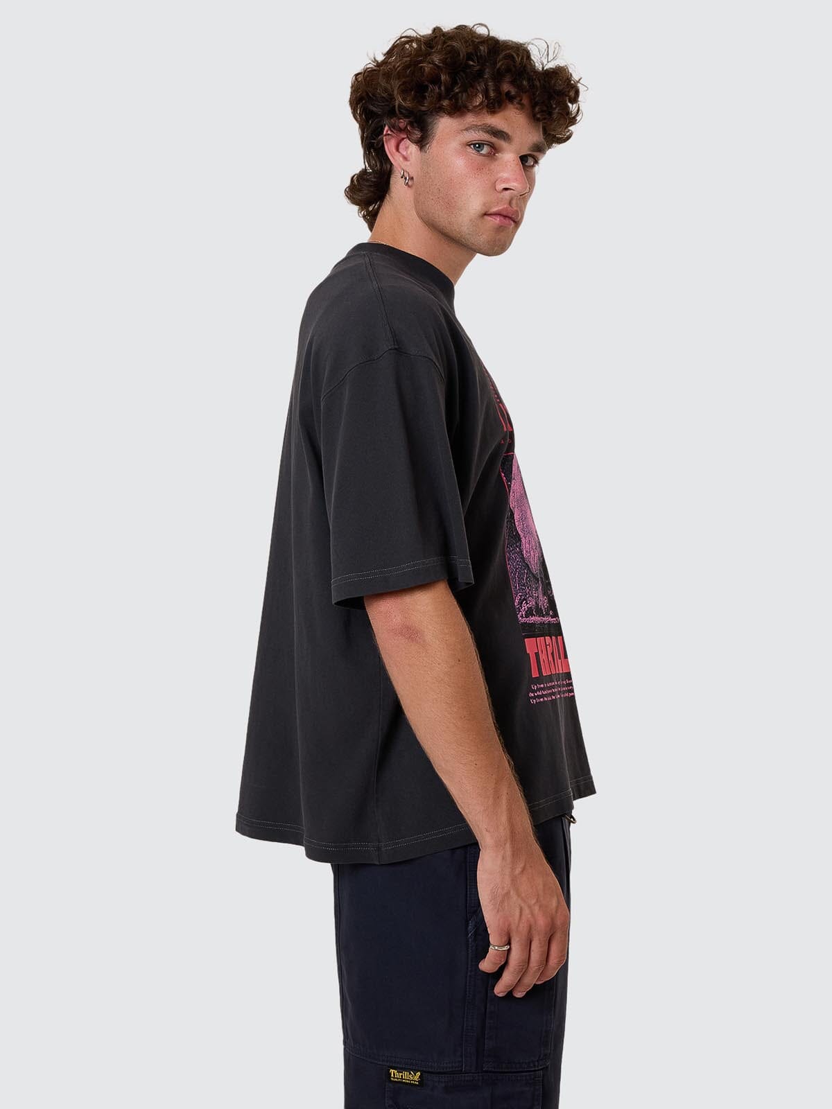 Constant Chaos Box Fit Oversize Cropped Tee - Blue Graphite XS