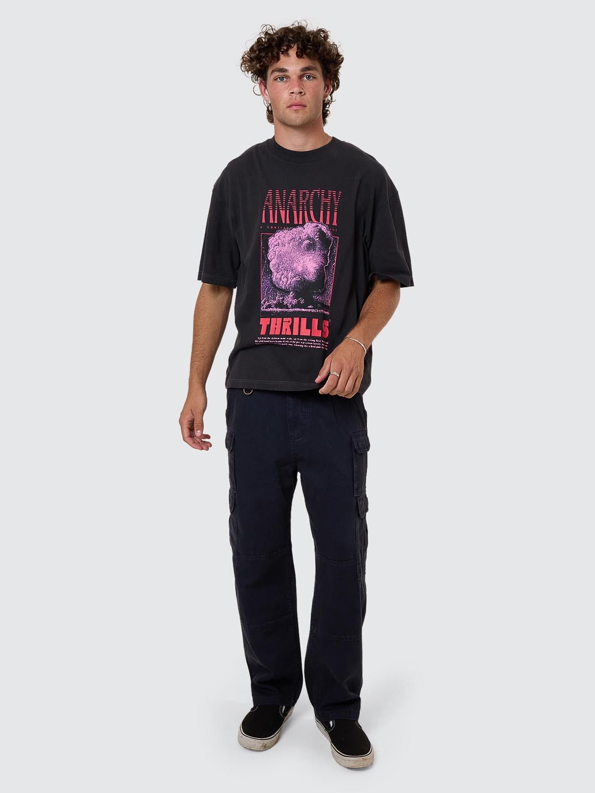 Constant Chaos Box Fit Oversize Cropped Tee - Blue Graphite XS