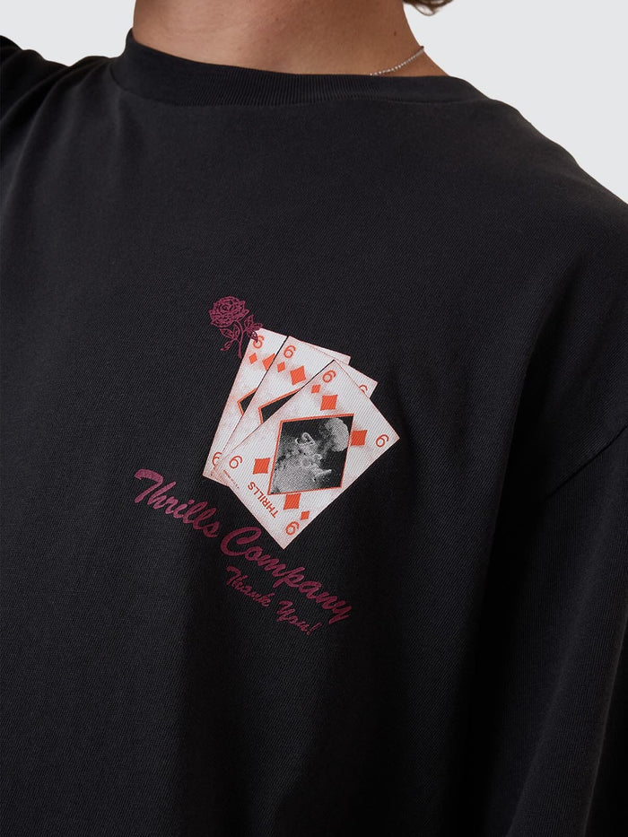 Appreciation Box Fit Cropped Tee - Washed Black