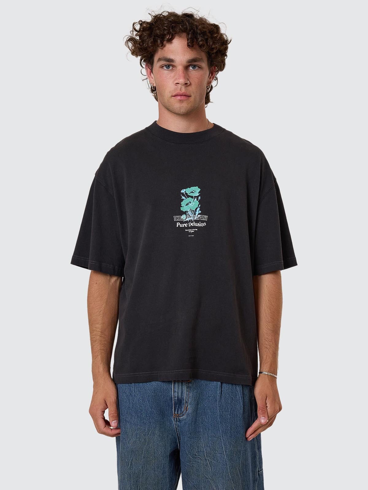 Pure Delusion Box Fit Oversize Cropped Tee - Faded Black XS