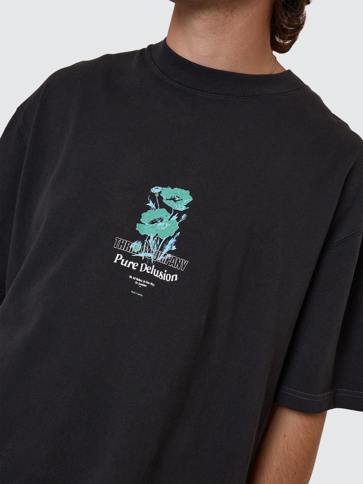 Pure Delusion Box Fit Oversize Cropped Tee - Faded Black XS