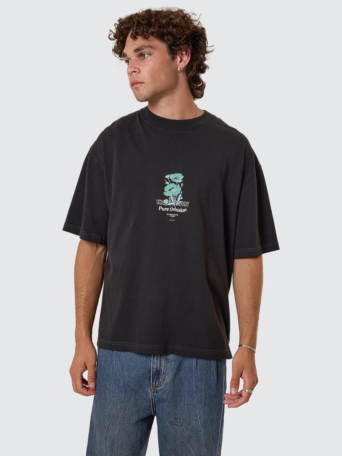 Pure Delusion Box Fit Oversize Cropped Tee - Faded Black XS
