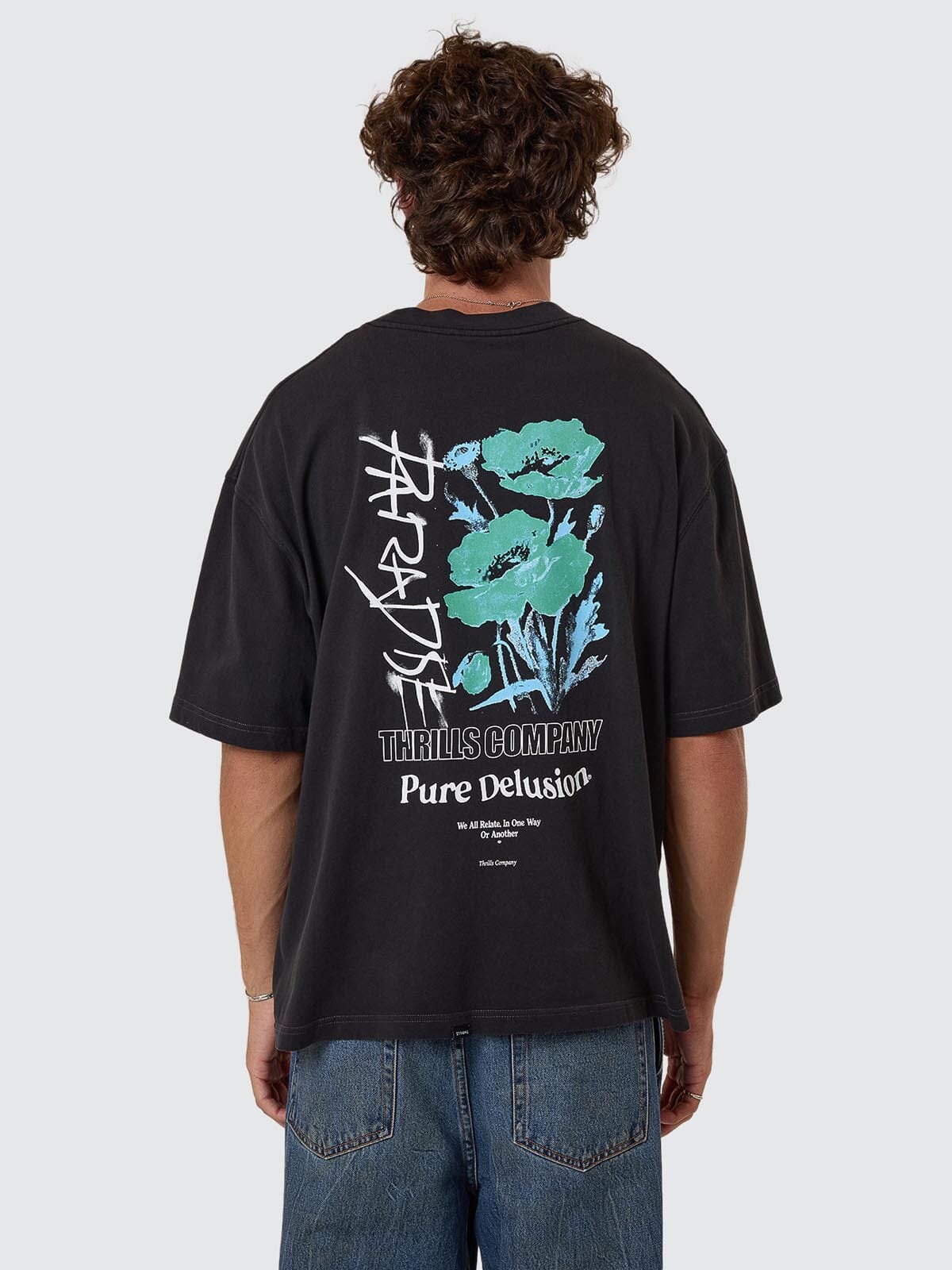 Pure Delusion Box Fit Oversize Cropped Tee - Faded Black XS