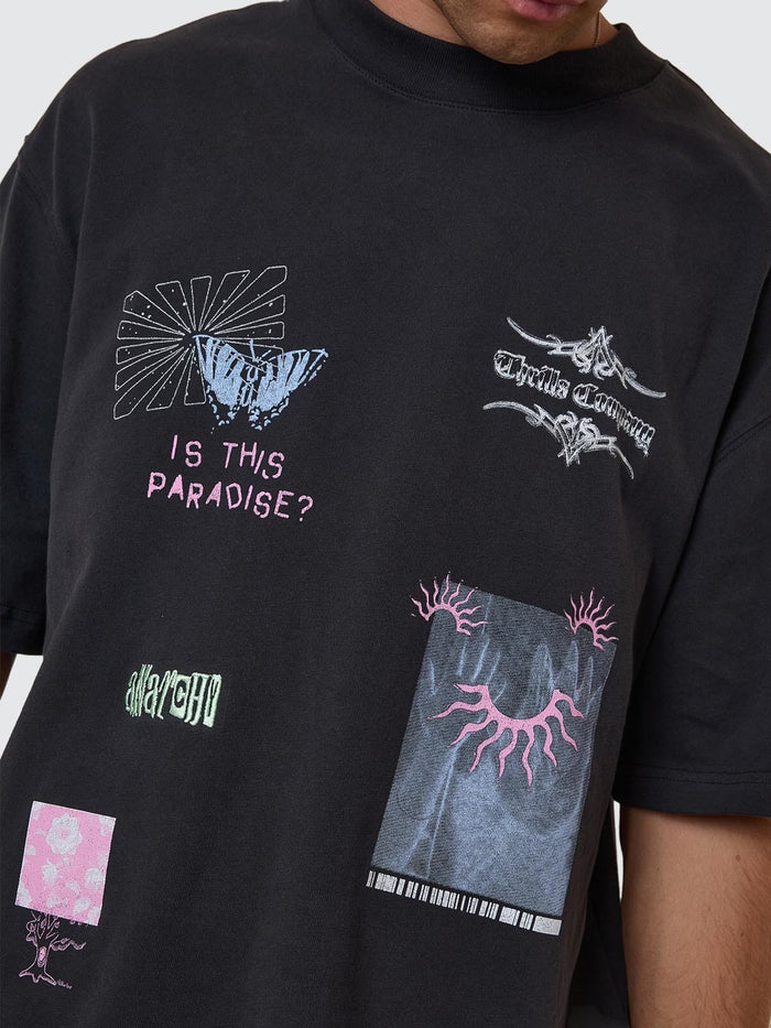 Transmission Box Fit Oversize Cropped Tee - Washed Black XS