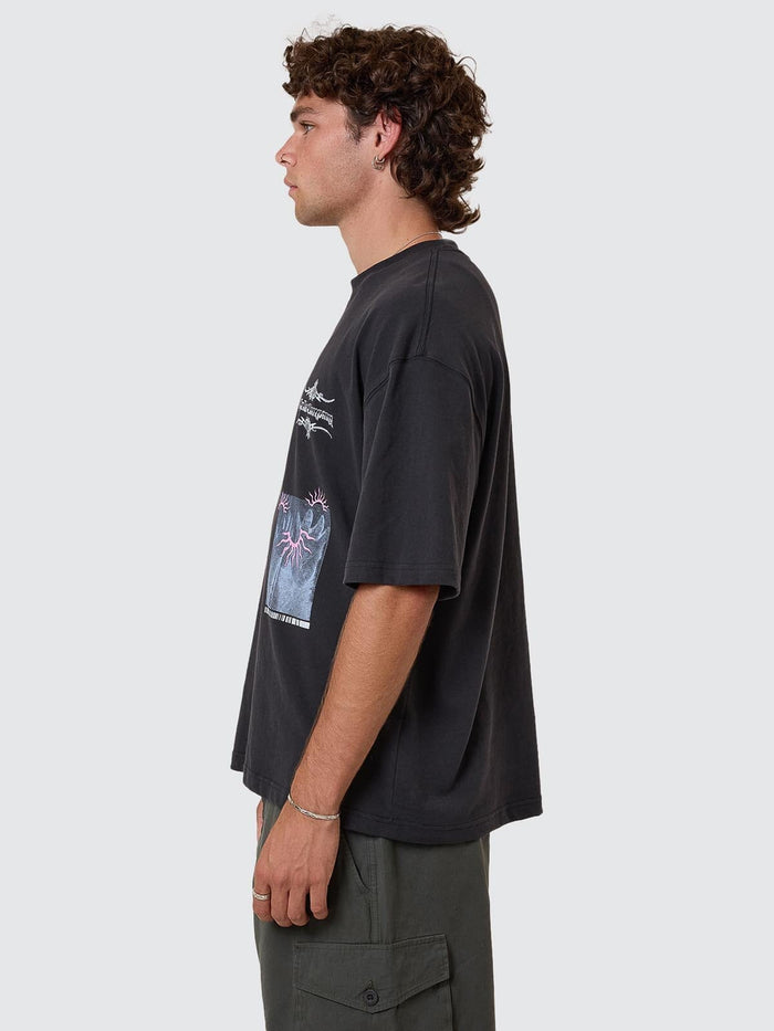 Transmission Box Fit Oversize Cropped Tee - Washed Black XS