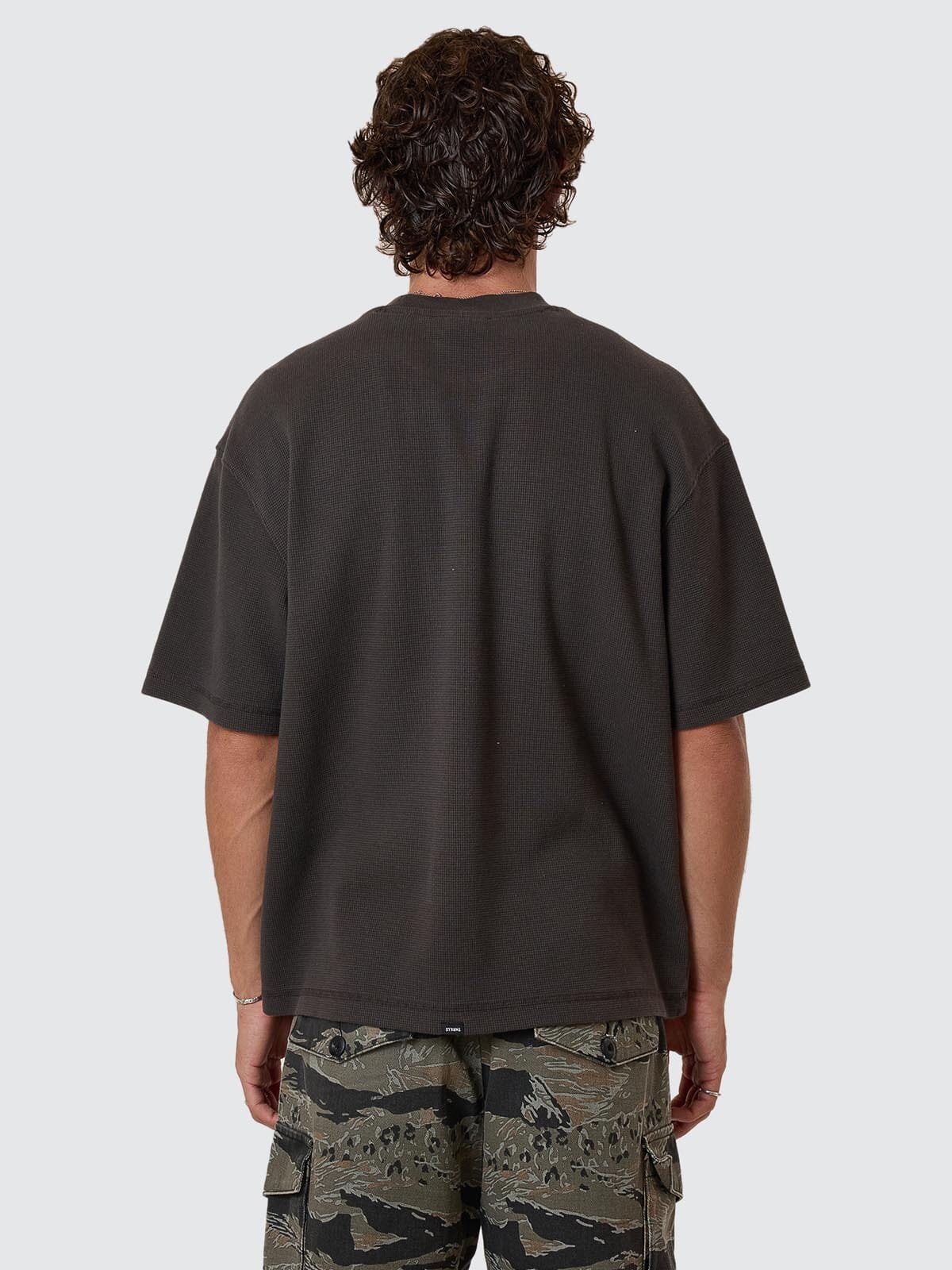 Arts & Industrial Box Crop Waffle Tee - Dark Charcoal