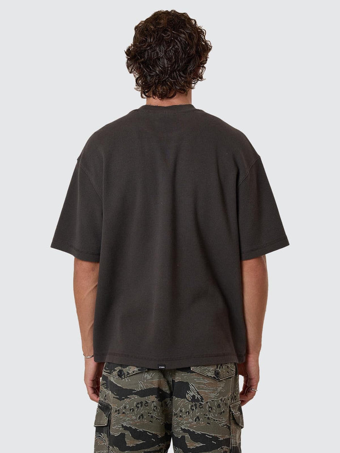 Arts & Industrial Box Fit Cropped Waffle Tee - Dark Charcoal