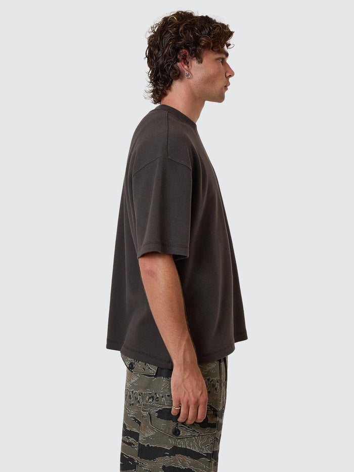 Arts & Industrial Box Fit Cropped Waffle Tee - Dark Charcoal