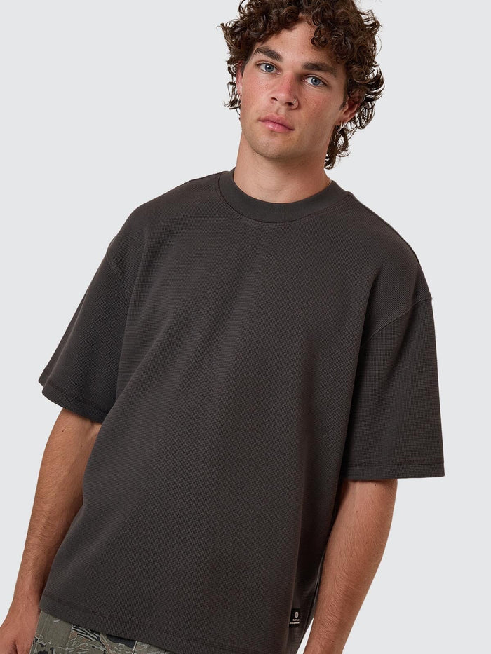 Arts & Industrial Box Fit Cropped Waffle Tee - Dark Charcoal