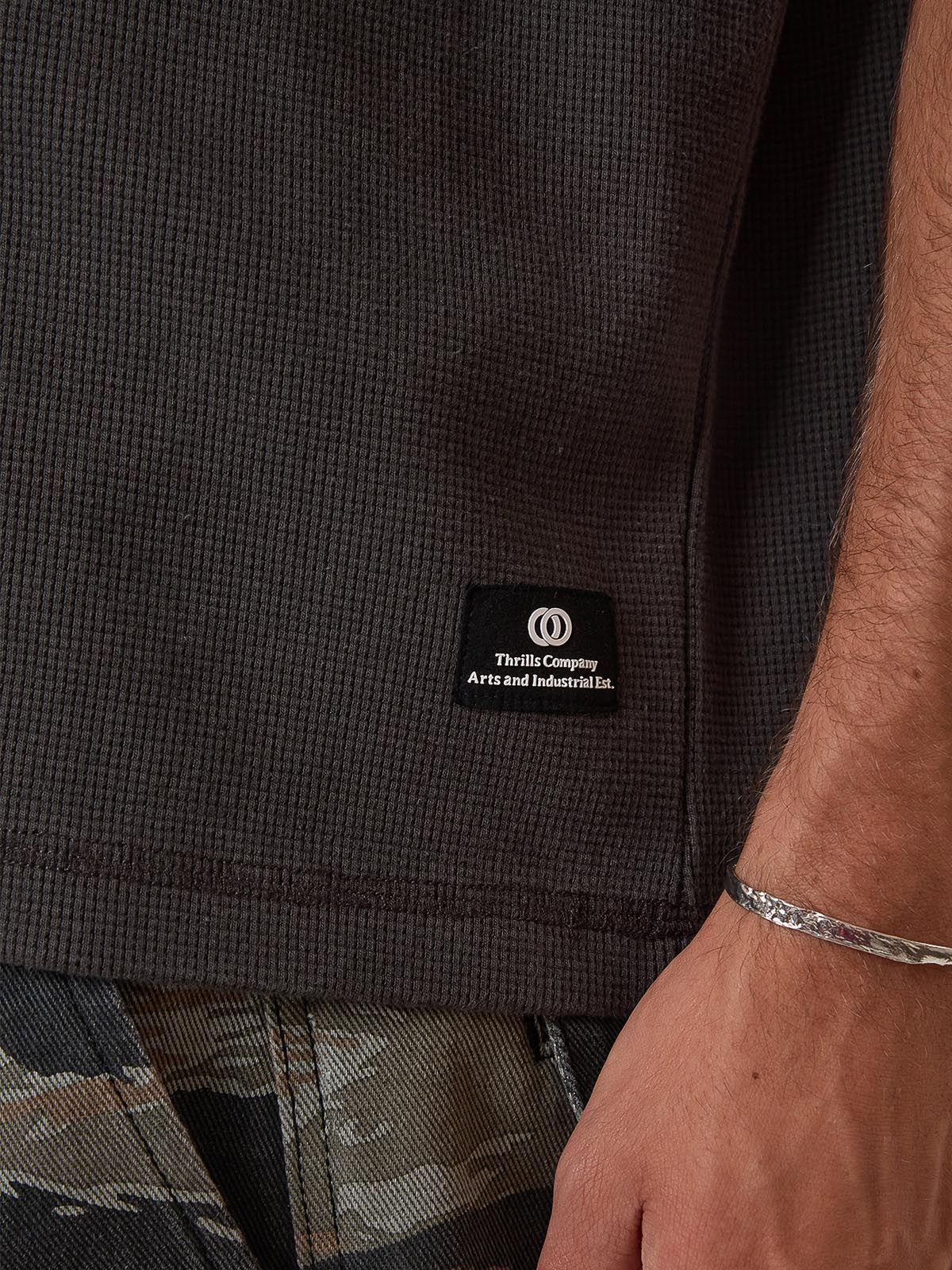 Arts & Industrial Box Fit Cropped Waffle Tee - Dark Charcoal