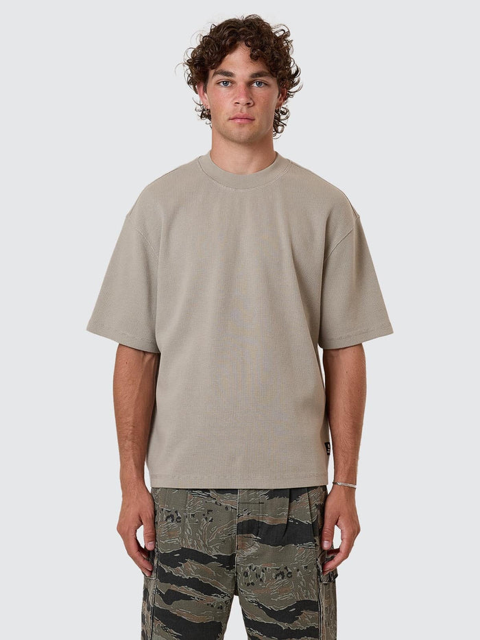 Arts & Industrial Box Fit Cropped Waffle Tee - Light Grey