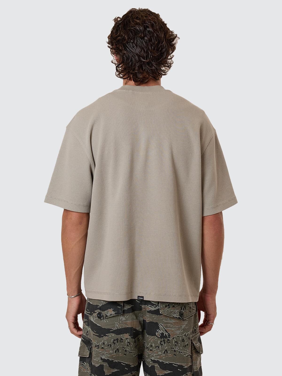 Arts & Industrial Box Fit Oversize Cropped Waffle Tee - Dark Charcoal XS