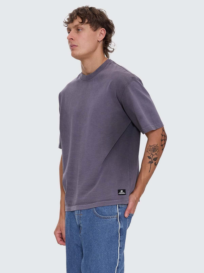 Arts & Industrial Sprayed Box Fit Oversize Cropped Tee - Ebony XS