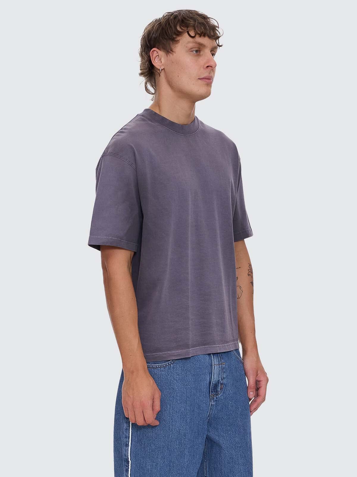 Arts & Industrial Sprayed Box Fit Oversize Cropped Tee - Ebony XS