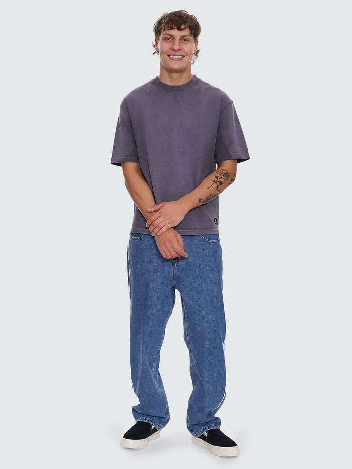 Arts & Industrial Sprayed Box Fit Oversize Cropped Tee - Ebony XS