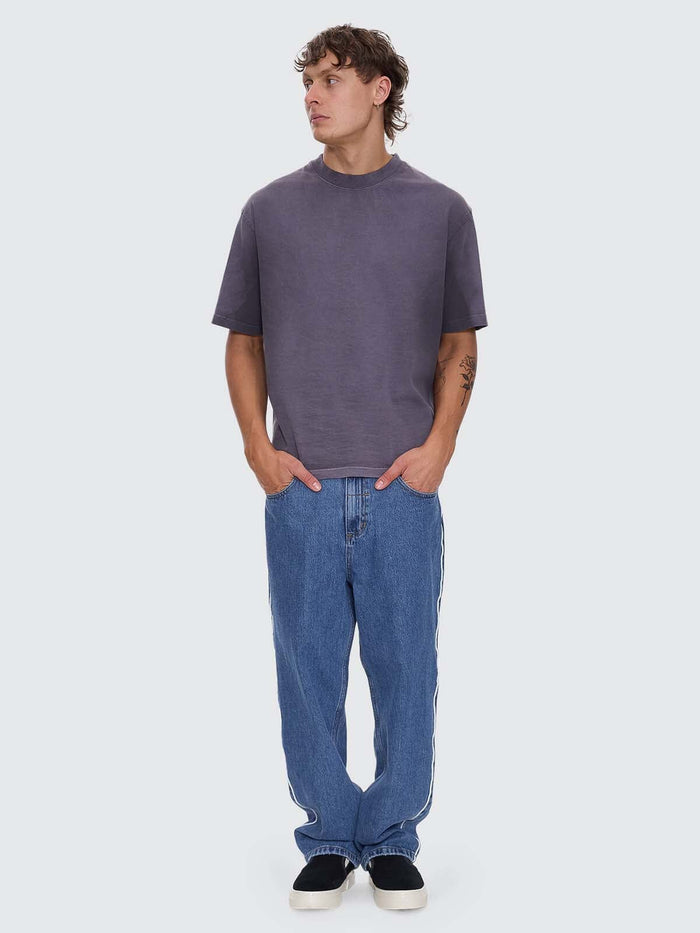 Arts & Industrial Sprayed Box Fit Oversize Cropped Tee - Ebony XS