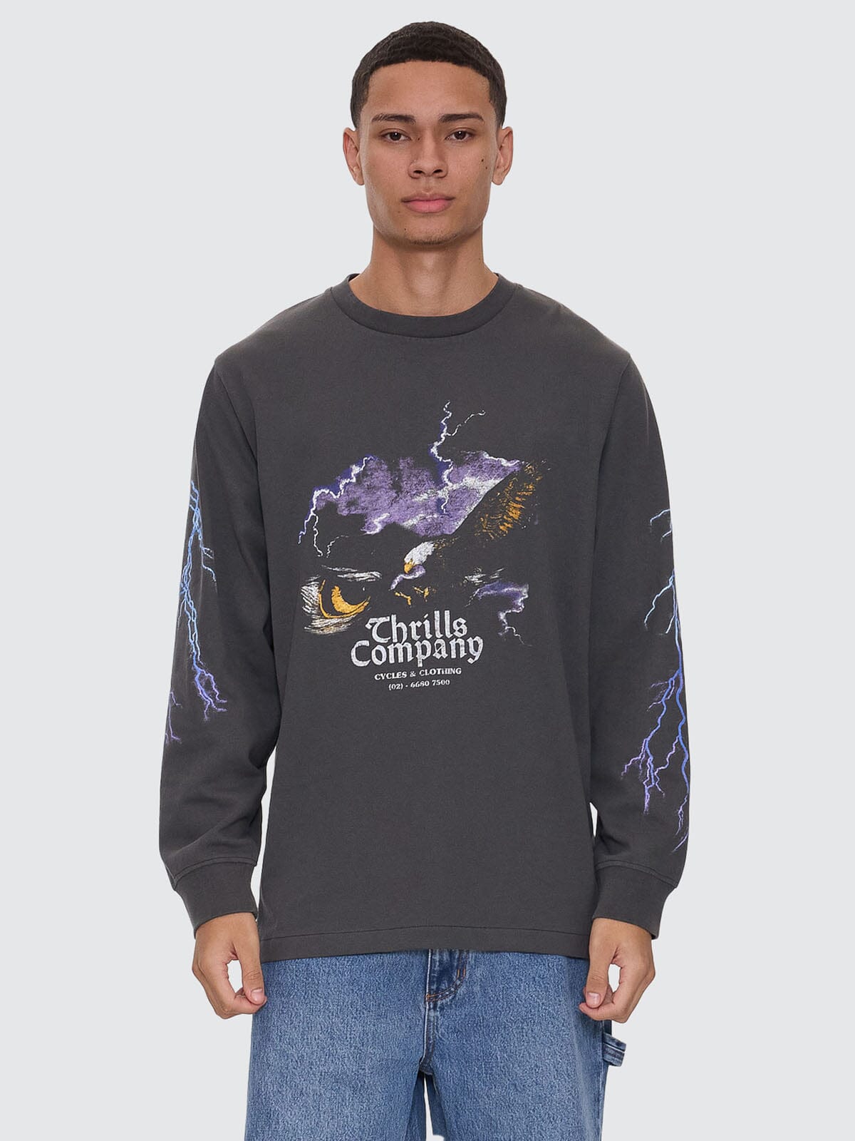 Flight Risk Oversize Fit Long Sleeve Tee - Merch Black