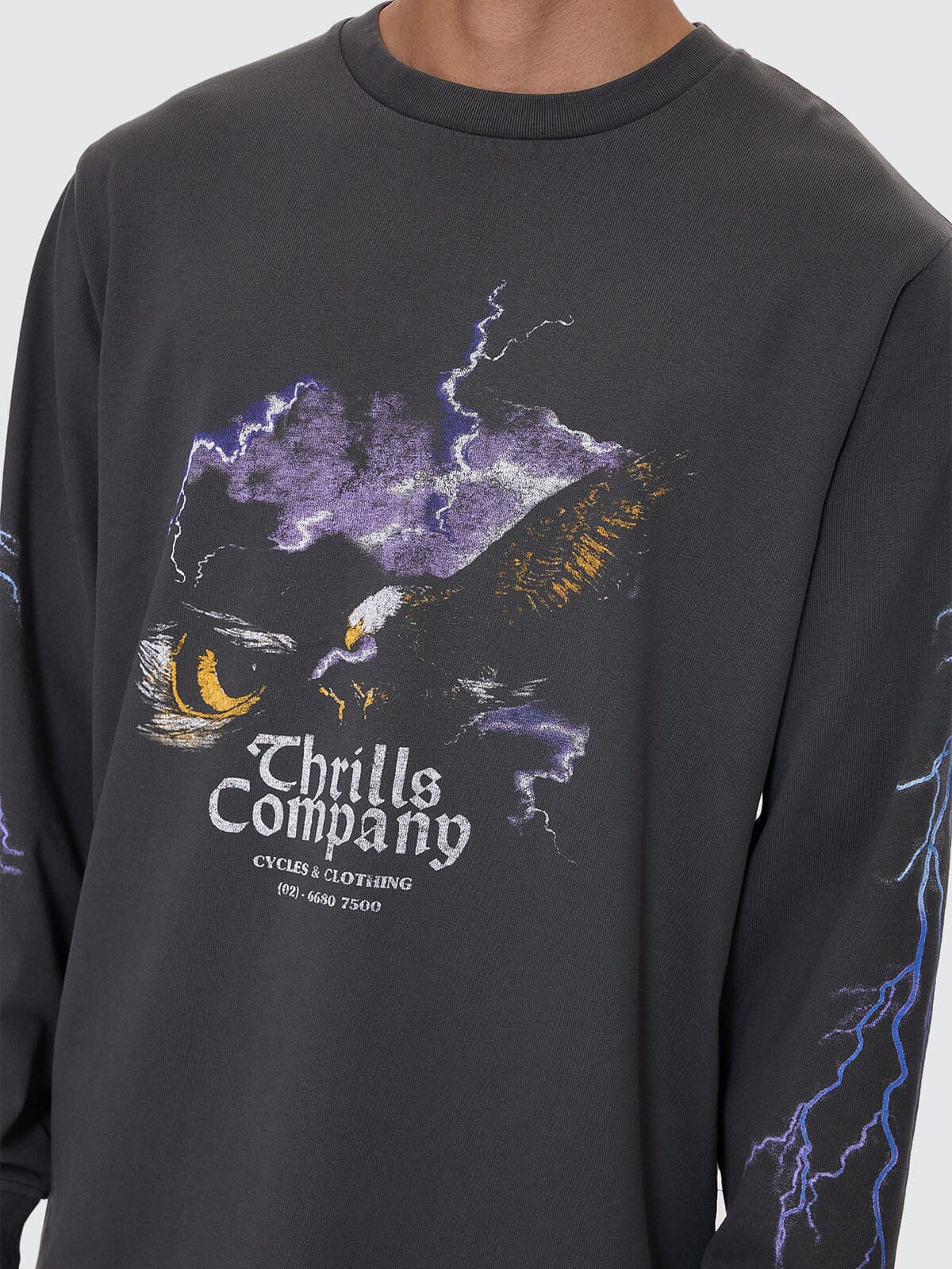 Flight Risk Oversize Fit Long Sleeve Tee - Merch Black