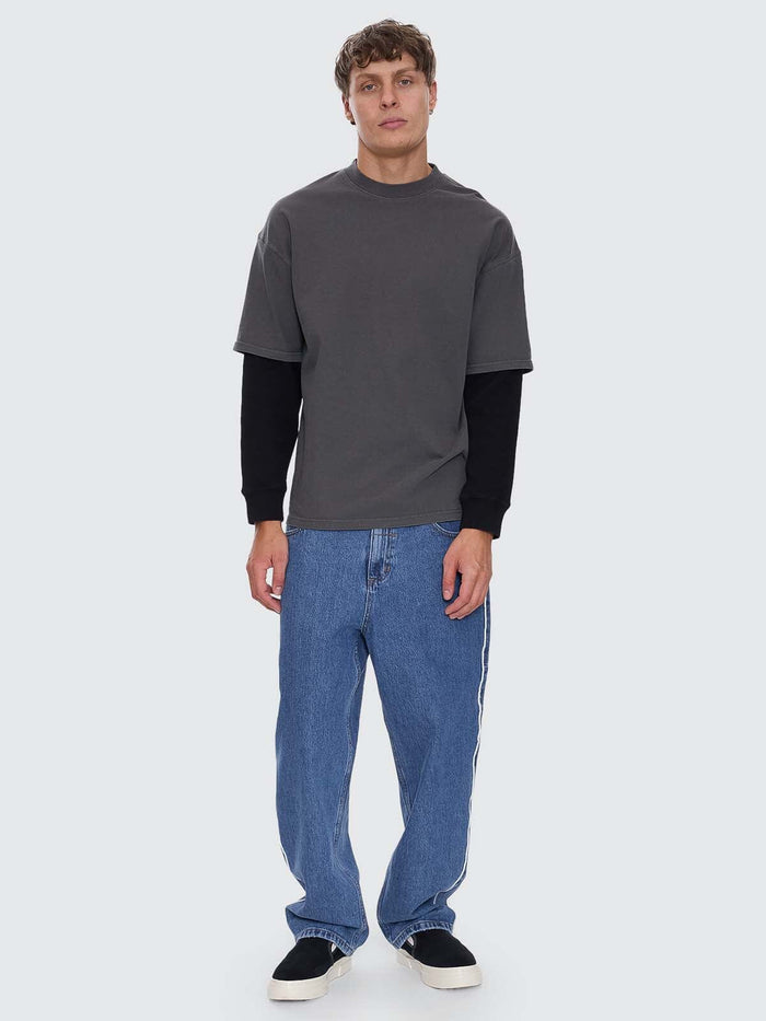 Arts & Industrial Layer Box Fit Oversize Long Sleeve Tee - Merch Black XS