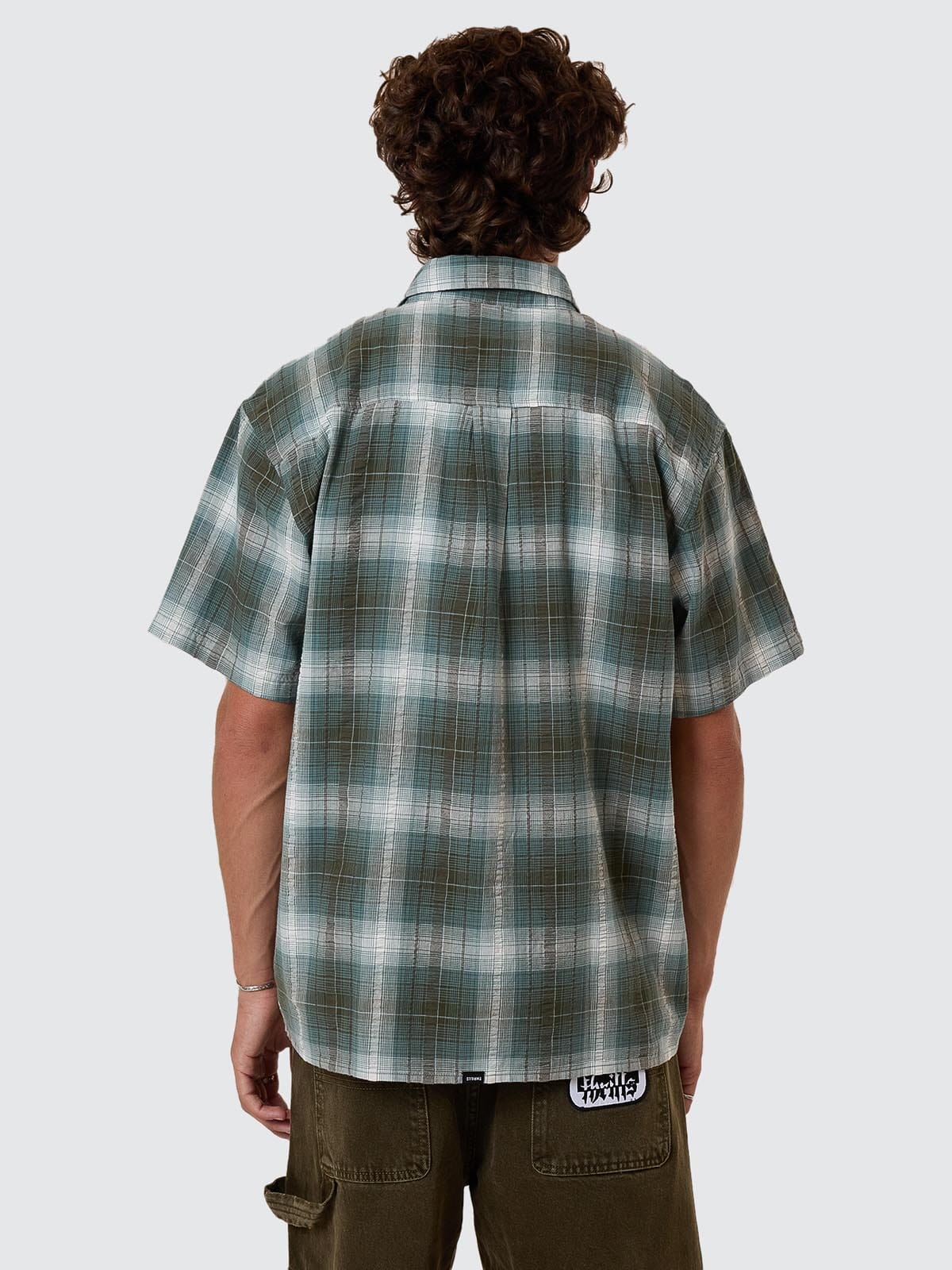 Cheap Thrills Check Short Sleeve Cropped Shirt - Tarmac XS