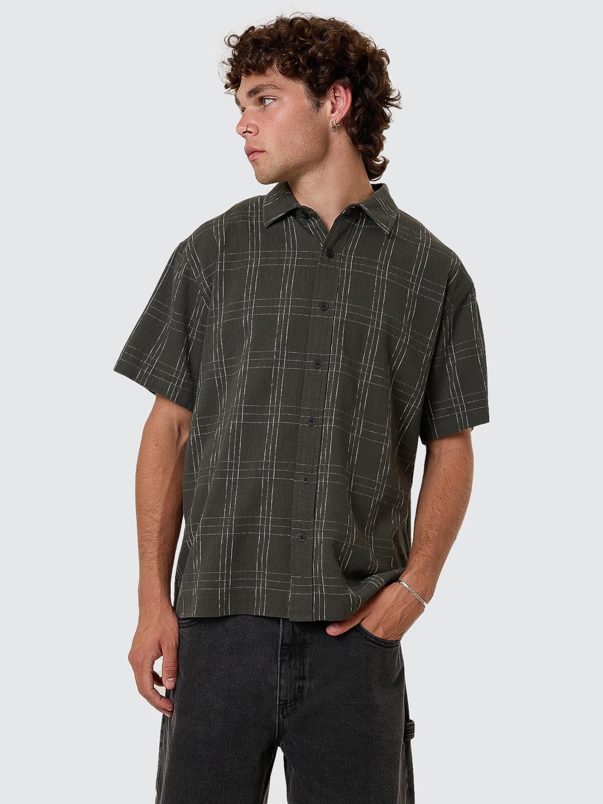 Built To Win Short Sleeve Cropped Shirt - Oil Green