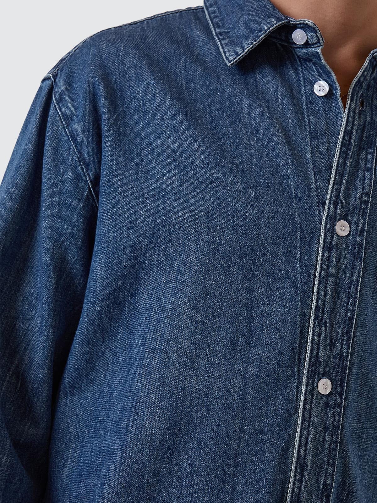Canyon Oversize Long Sleeve Denim Shirt - Vanish Mid Blue XS