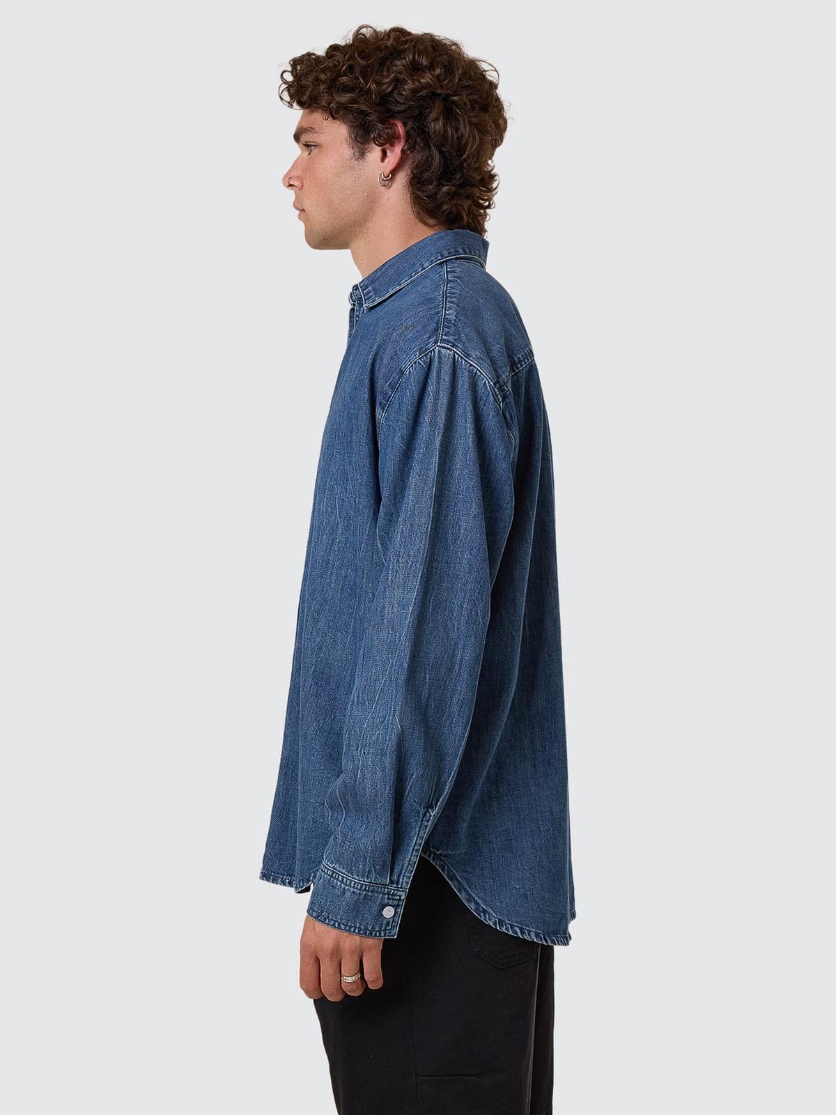 Canyon Oversize Long Sleeve Denim Shirt - Vanish Mid Blue XS