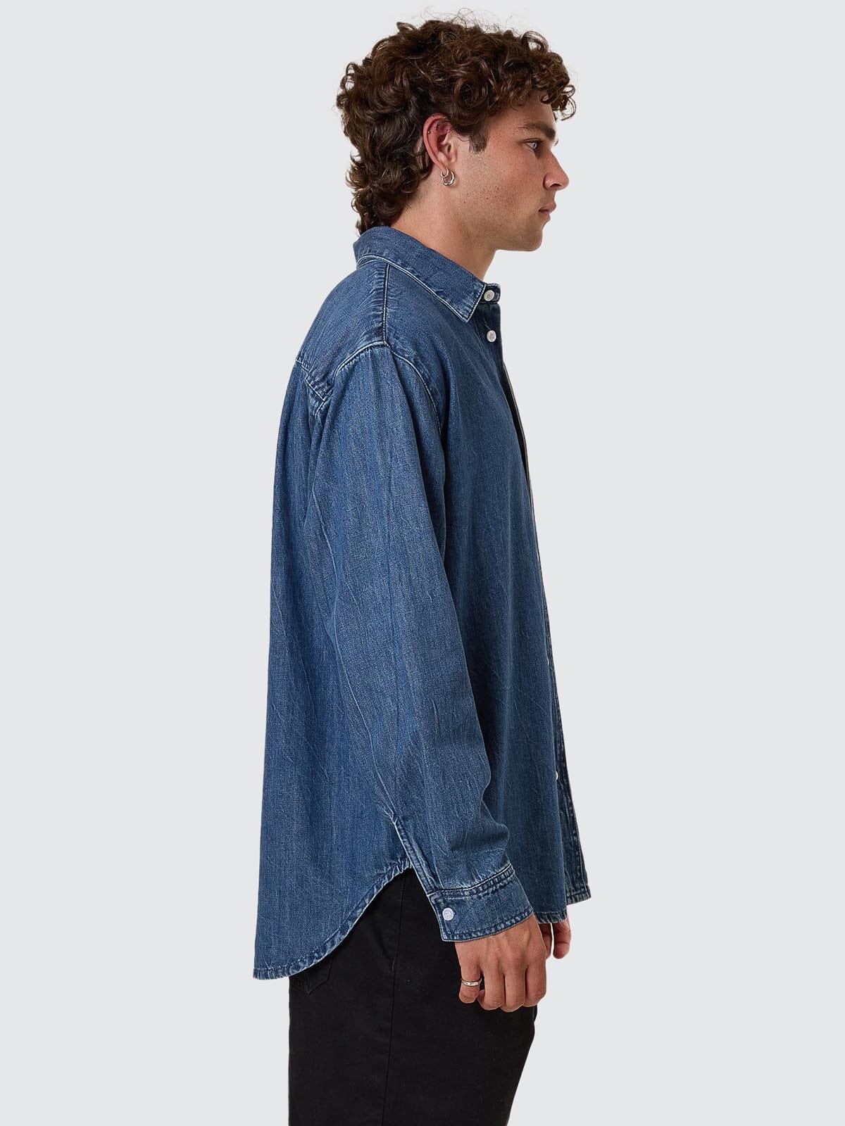 Canyon Oversize Long Sleeve Denim Shirt - Vanish Mid Blue XS