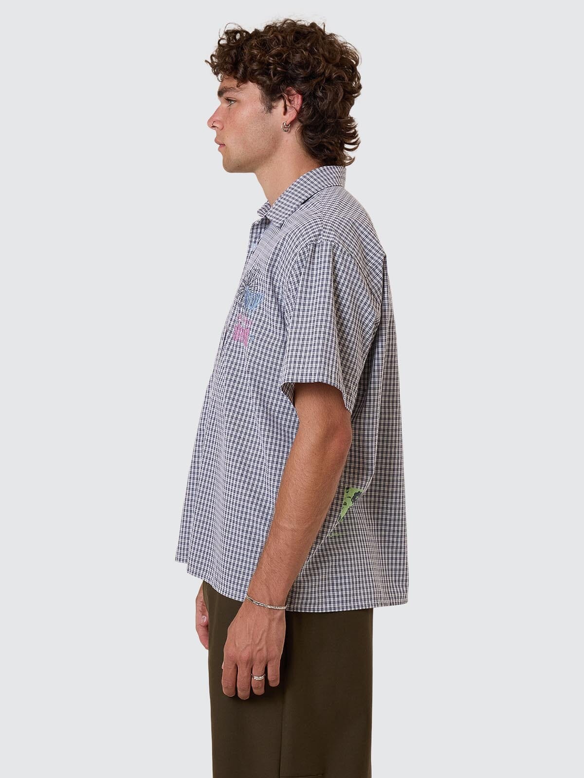 Transmission Short Sleeve Cropped Shirt - Navy XS
